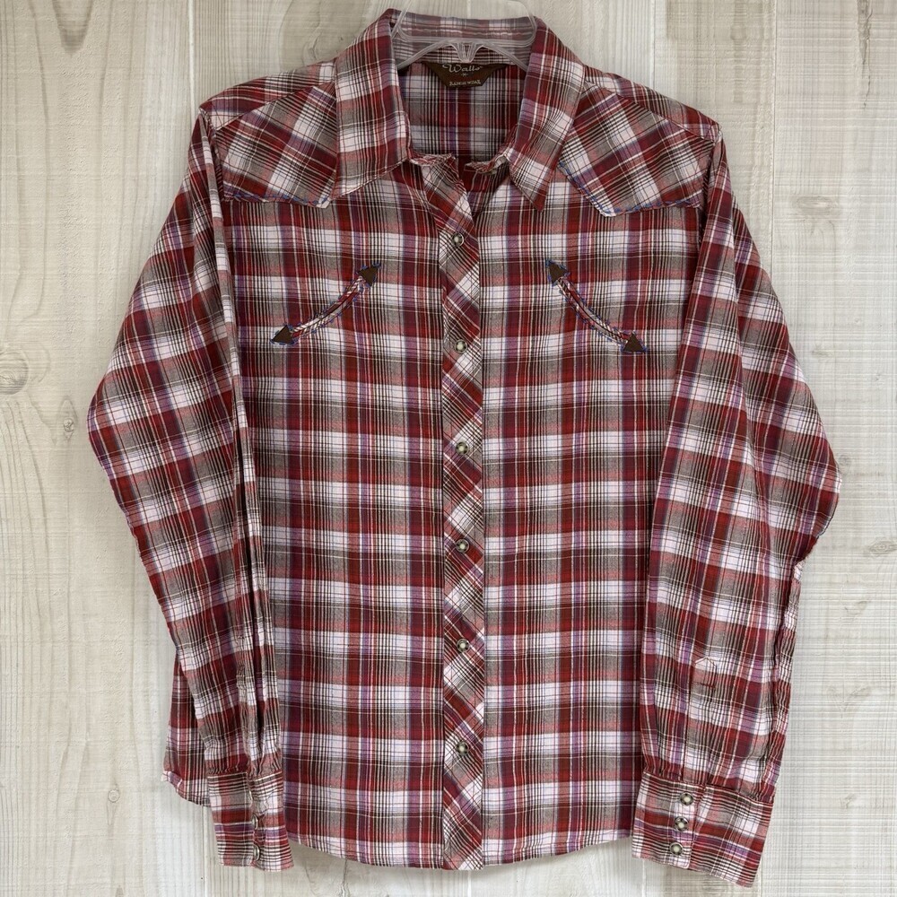 Walls VTG  Ranch Wear Western Shirt Womens Cowgirl Pearl Snap Up Red Rodeo M